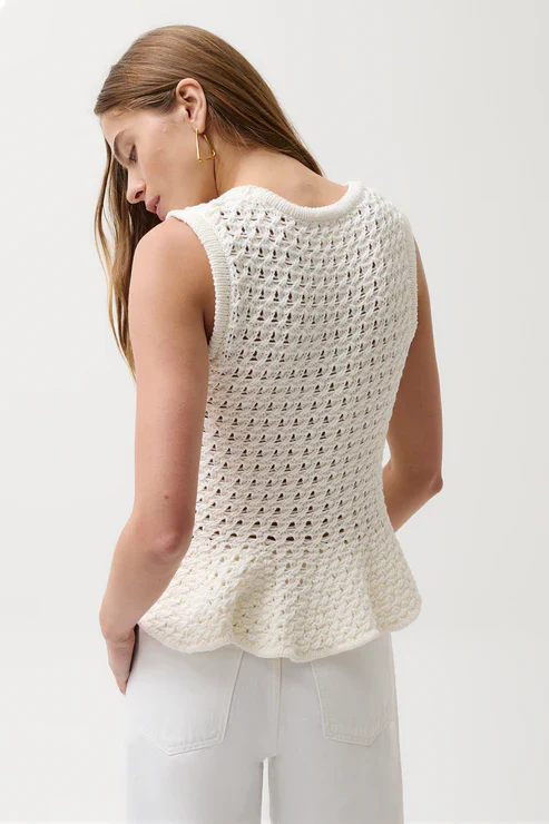 Anna Peplum Openwork Sweater Tank - Image 3