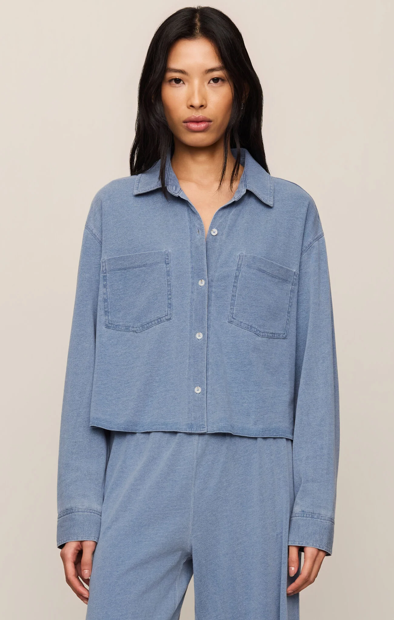 Cropped Reese Denim Button Up