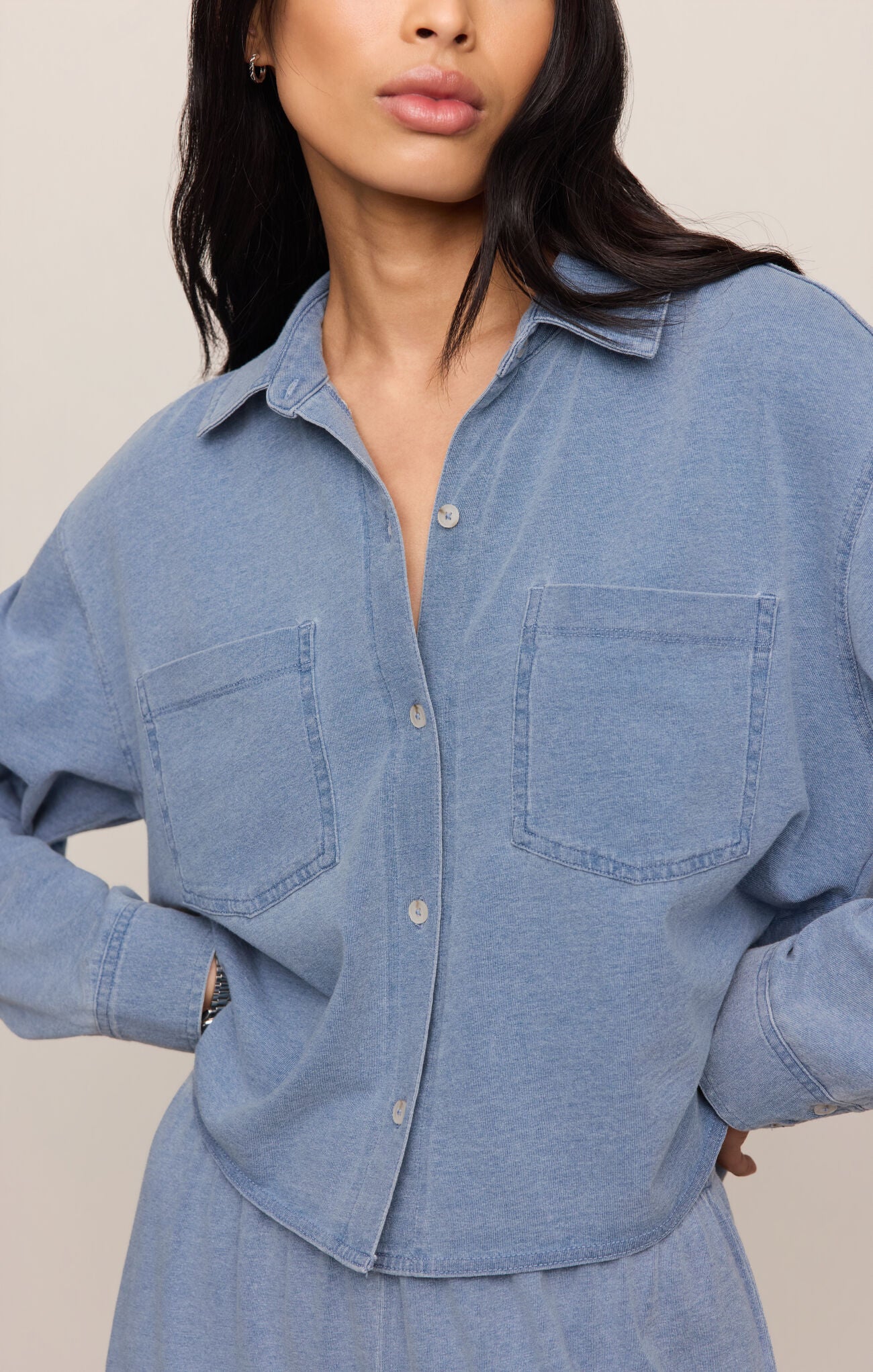 Cropped Reese Denim Button Up - Image 4