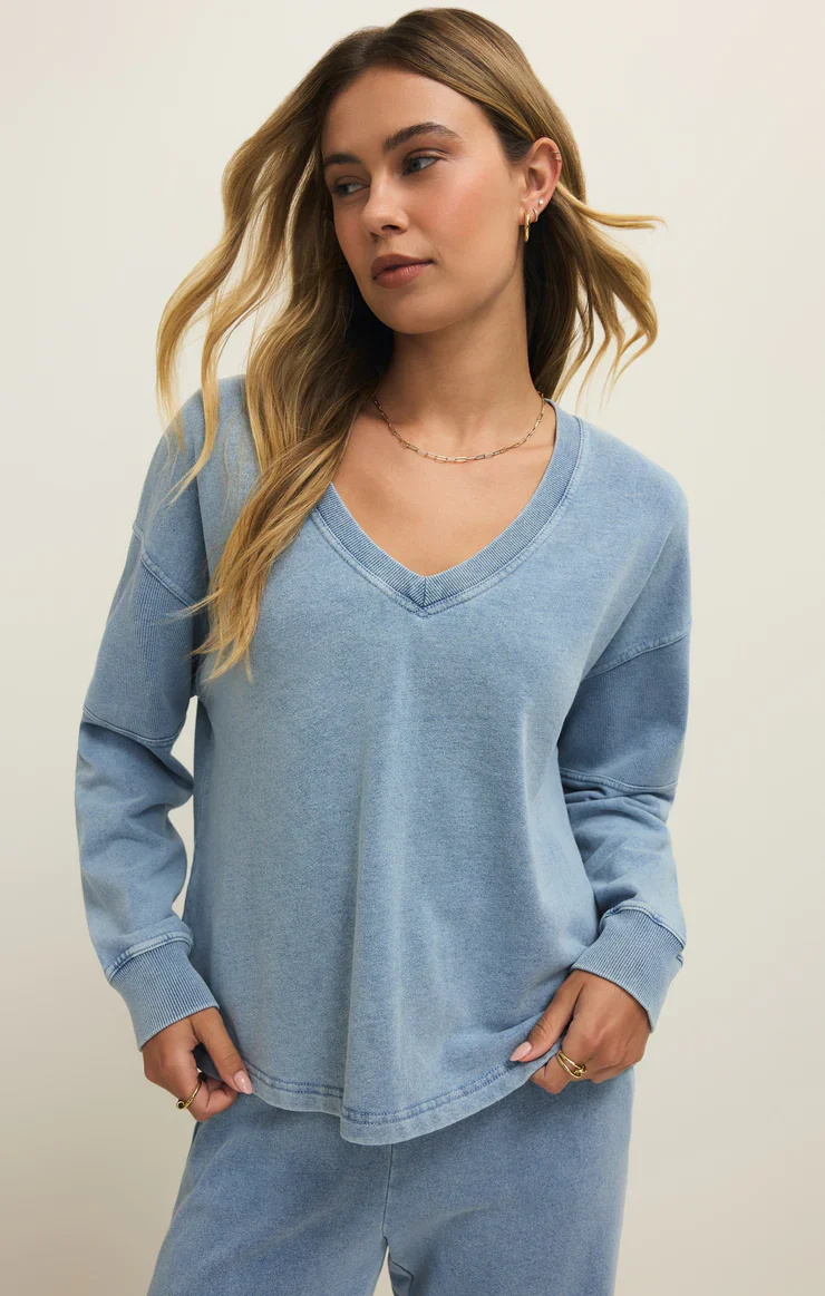 Delphine Knit Denim Sweatshirt - Image 5