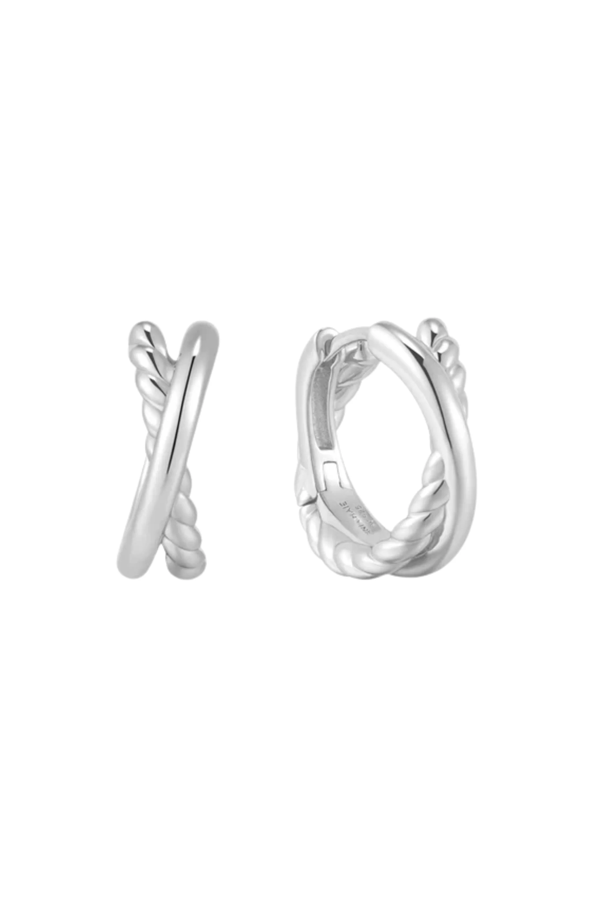 Entwined Dual Huggie Hoop Earrings - Image 2