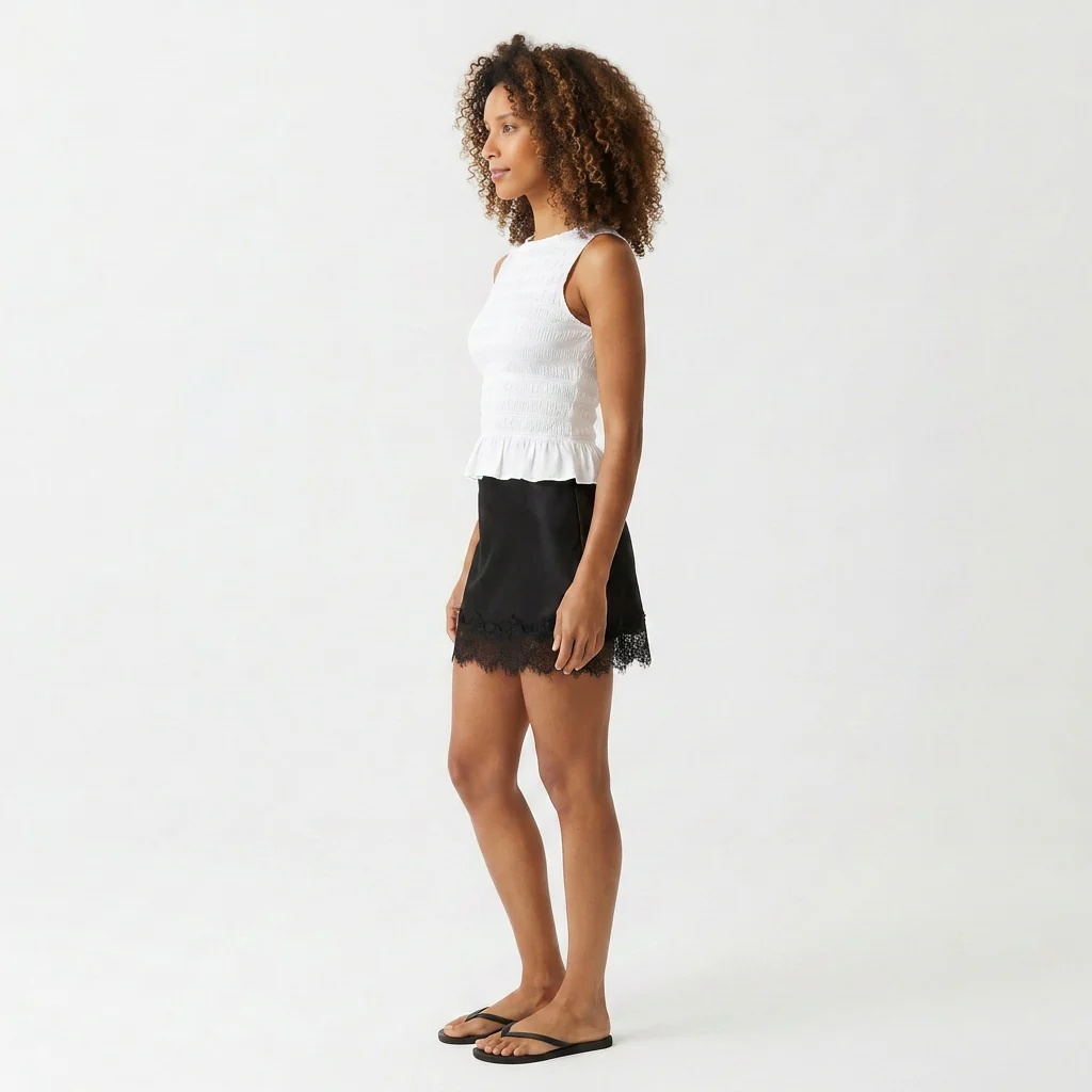 Everyday Satin Lace Mini Skirt - Image 2