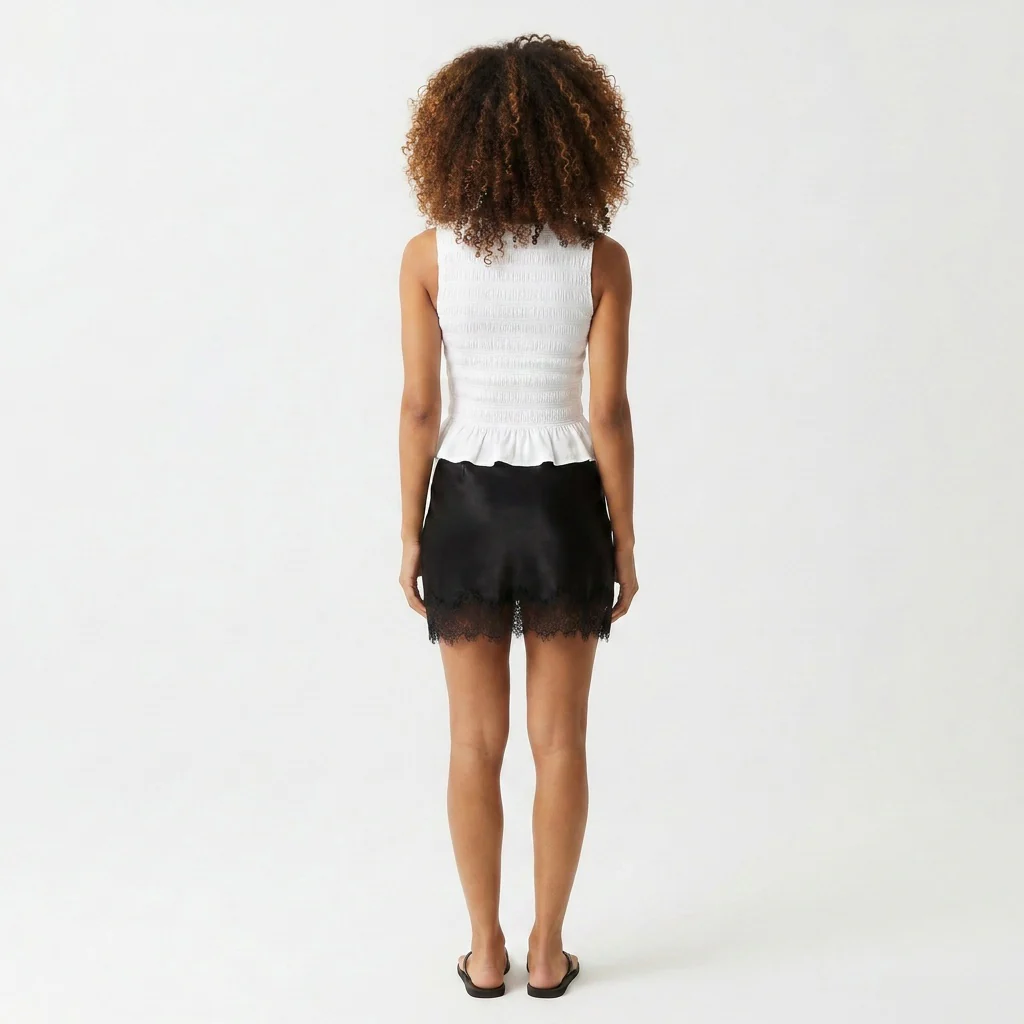Everyday Satin Lace Mini Skirt - Image 3