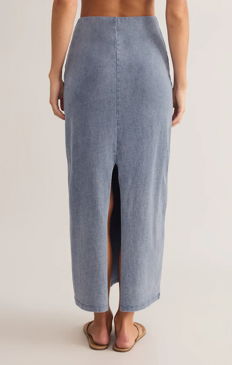 Gail Jersey Midi Denim Skirt - Image 15