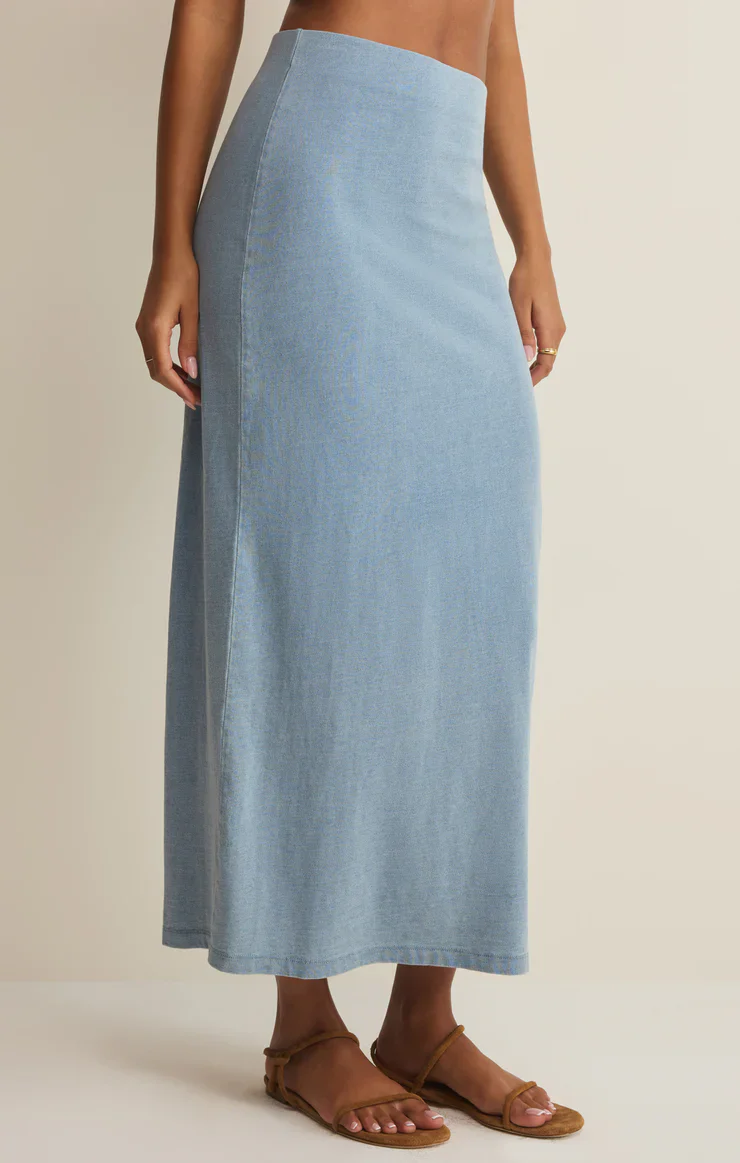 Gail Jersey Midi Denim Skirt - Image 3