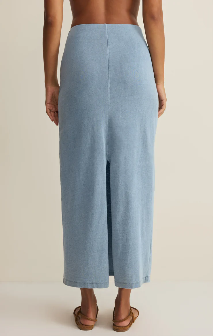 Gail Jersey Midi Denim Skirt - Image 4
