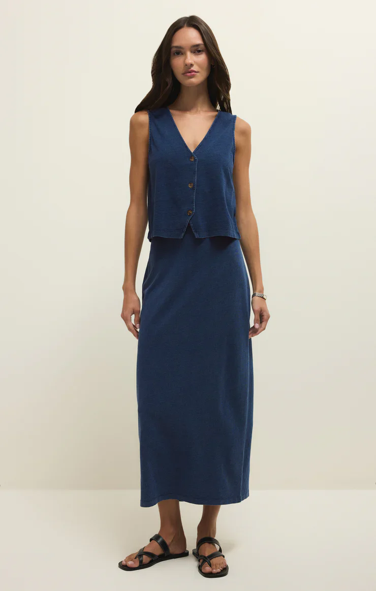 Gail Jersey Midi Denim Skirt - Image 5