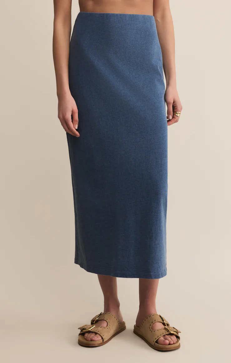Gail Jersey Midi Denim Skirt - Image 8