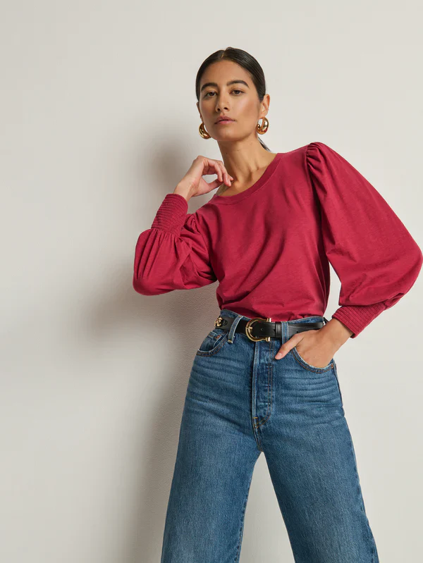 Loren Smocked Peasant Tee - Image 6