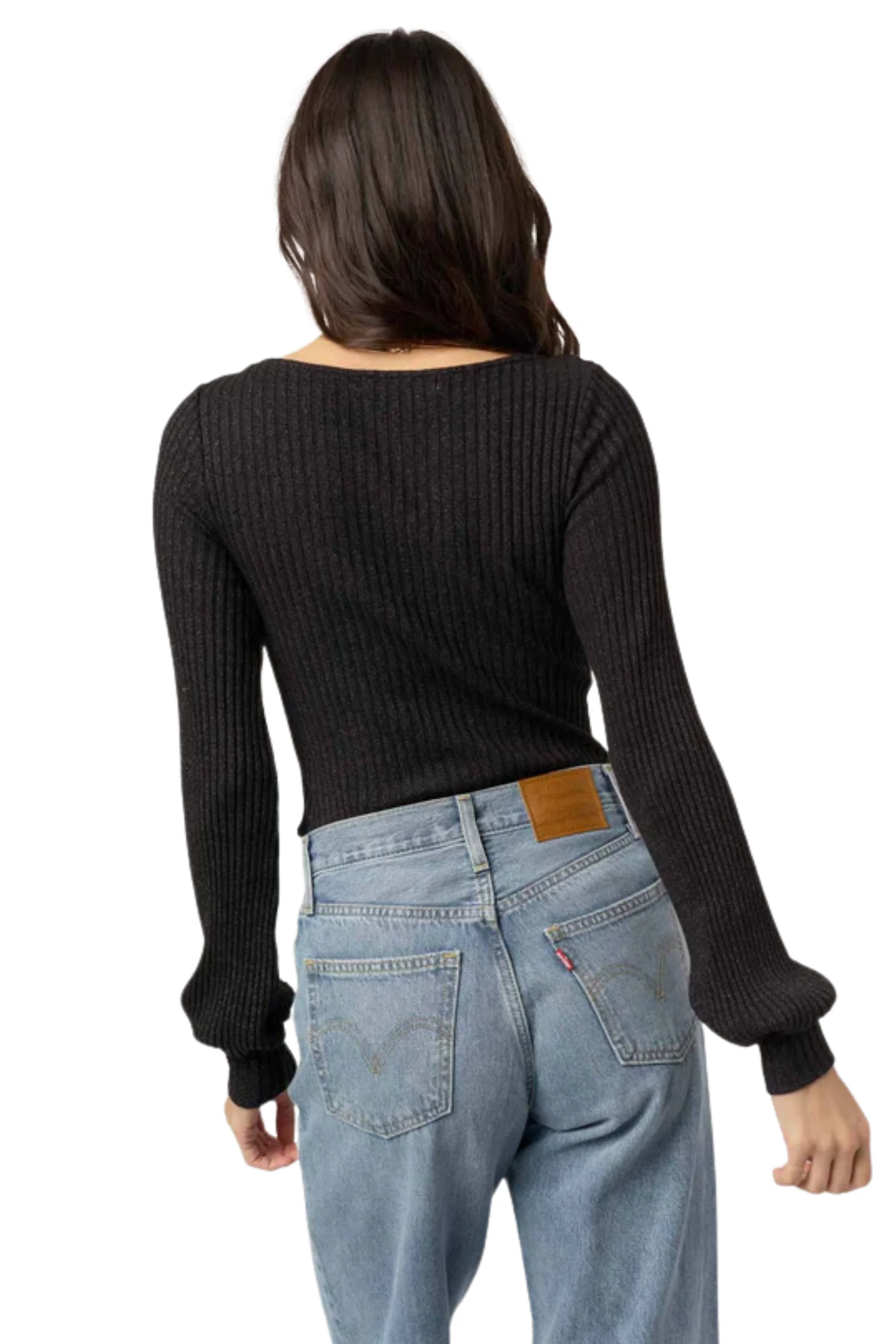 Mood For Love Twist Front Lurex Rib Longsleeve - Image 3