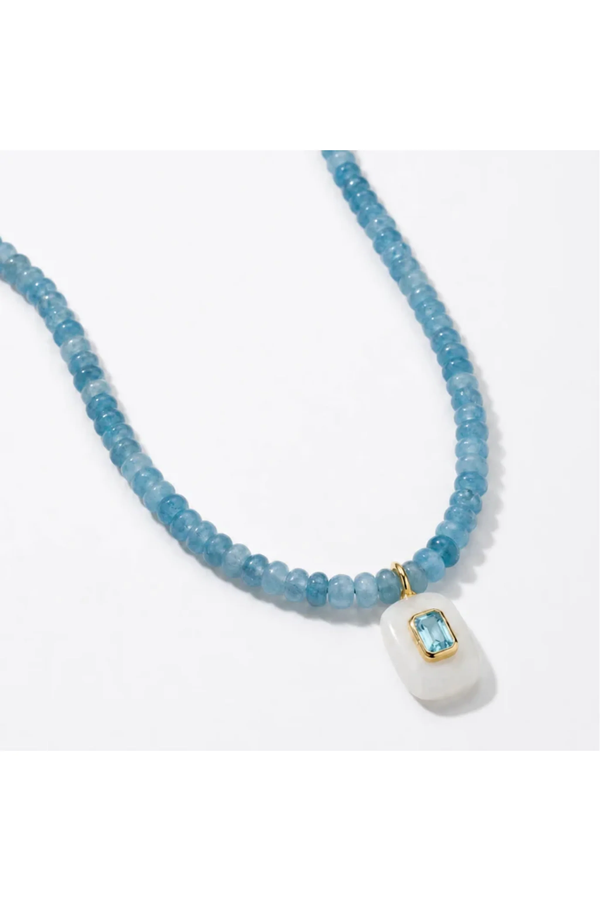 Moonstone and Aquamarine Beaded Stone Necklace