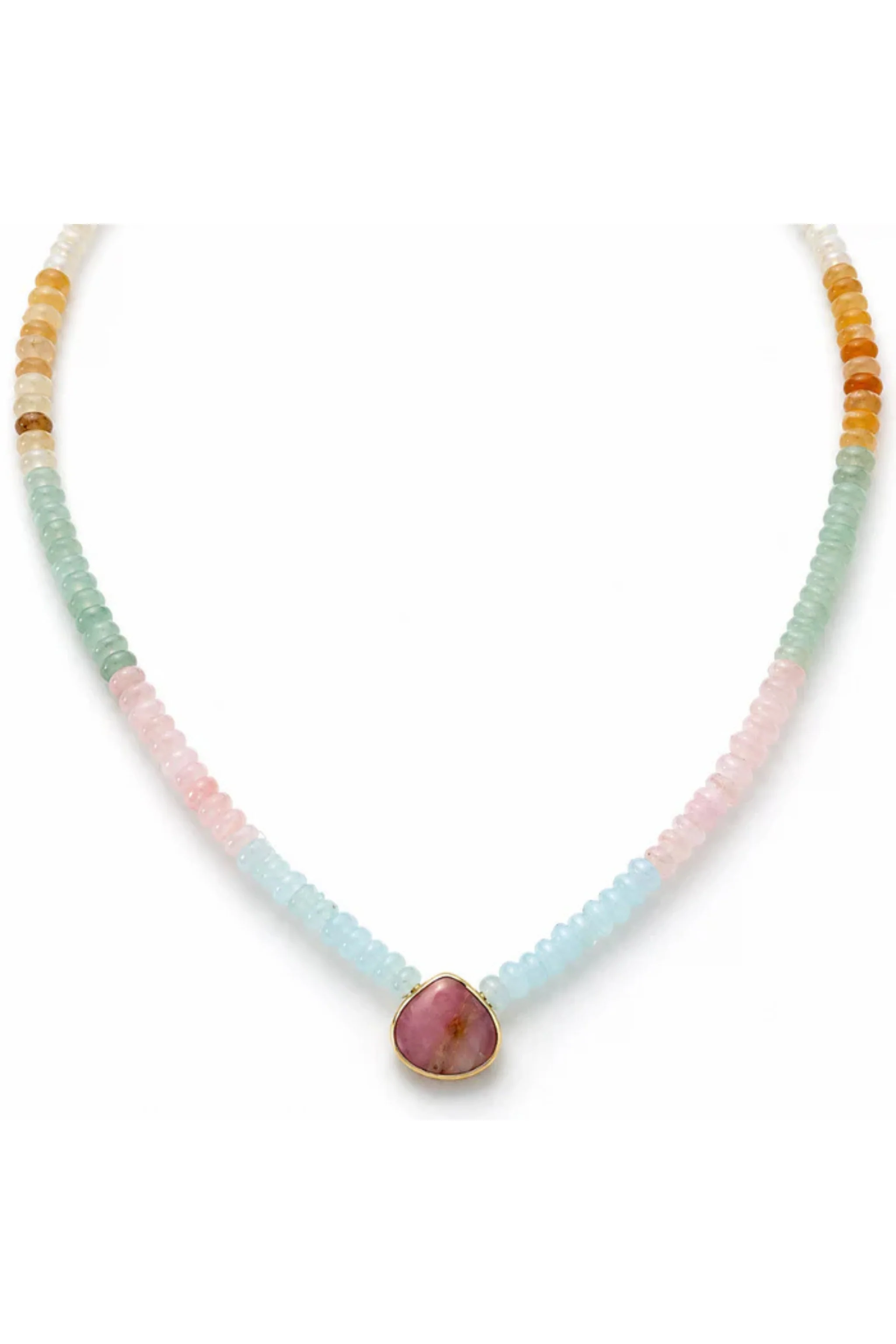 Pink Opal Bezel Stone Necklace