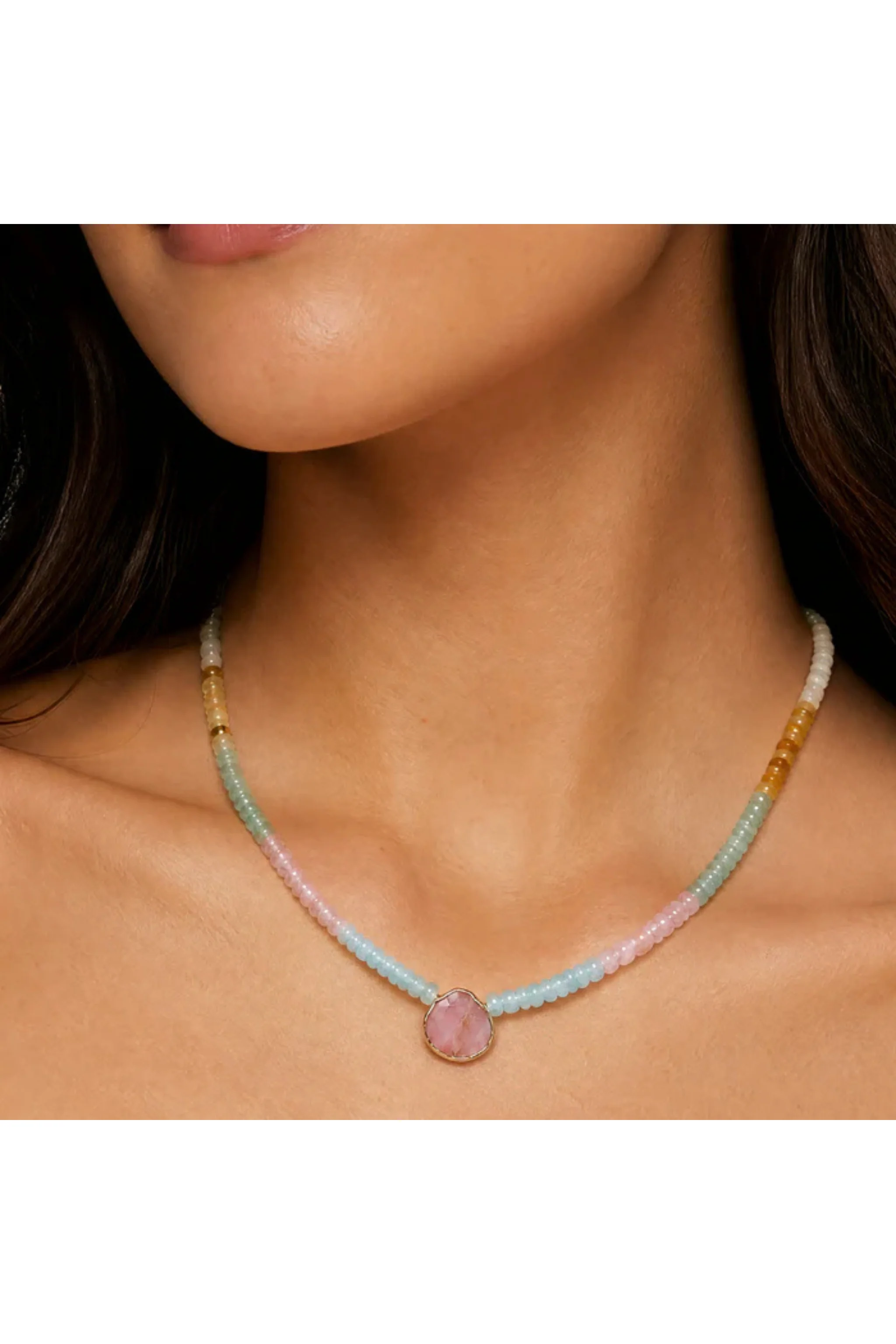 Pink Opal Bezel Stone Necklace - Image 2