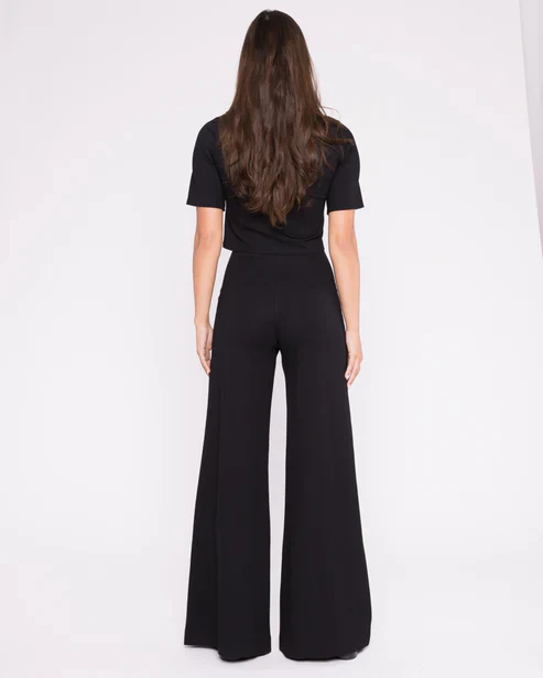 Ponte Knit Long Wide Leg Pant - Image 2