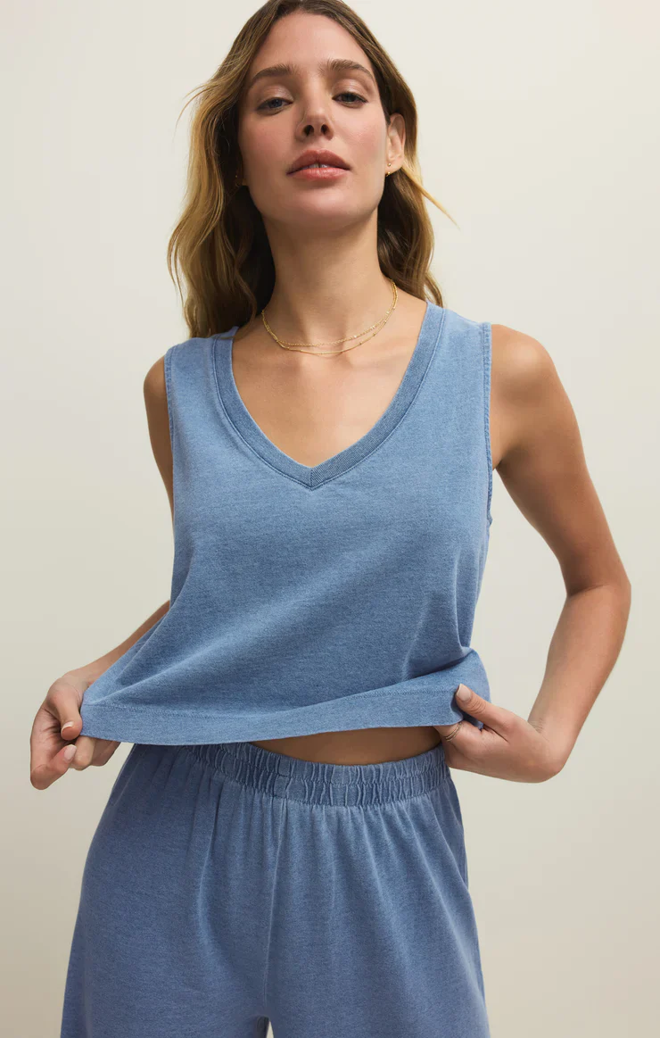 Sloane V-Neck Denim Tank - Image 8