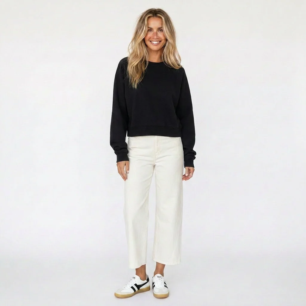 Solid Shrunken Raglan Sweatshirt
