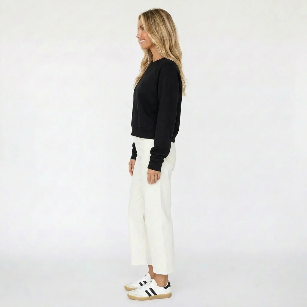 Solid Shrunken Raglan Sweatshirt - Image 2