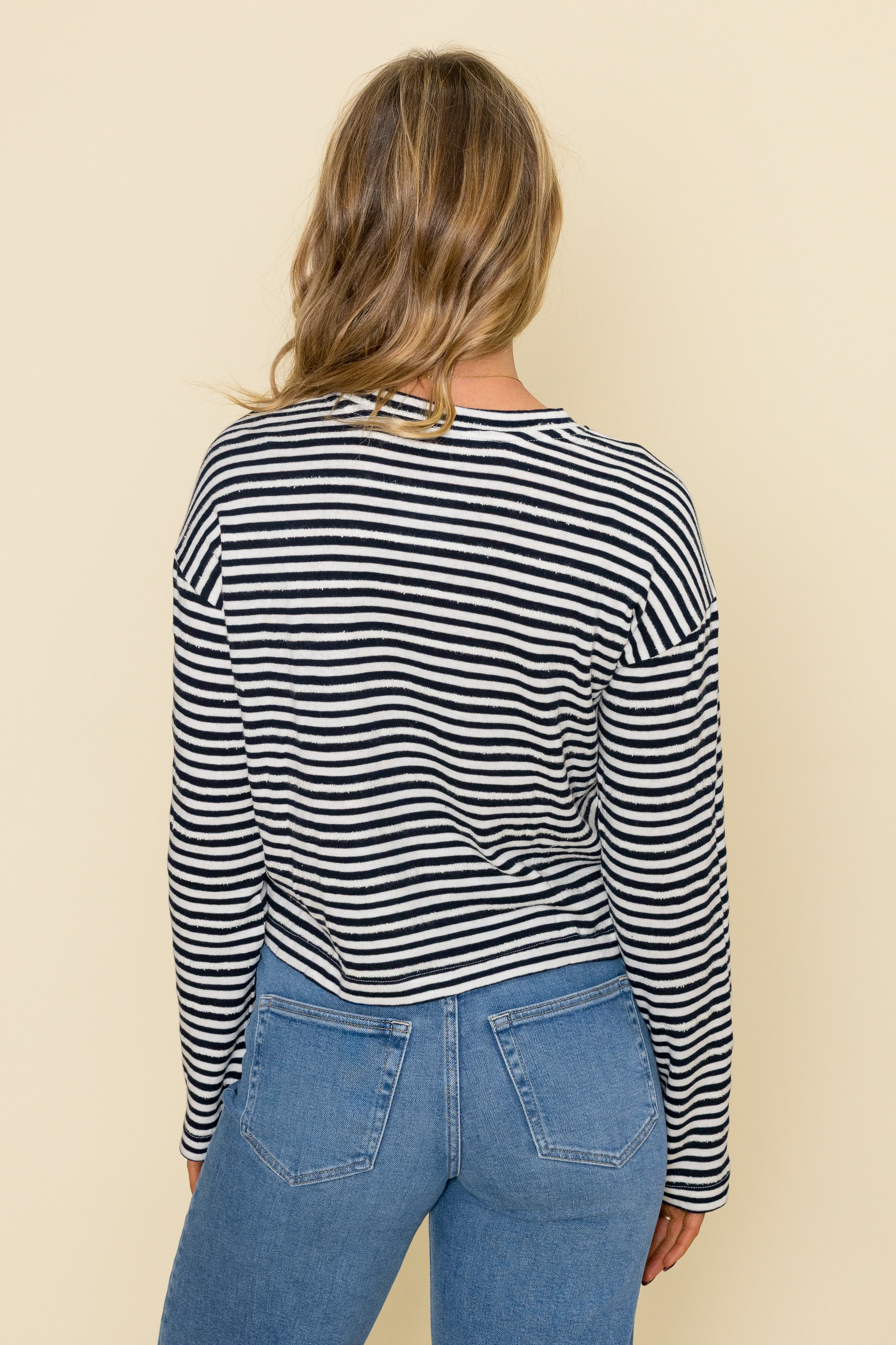 Striped Drop Shoulder Pullover Top - Image 3