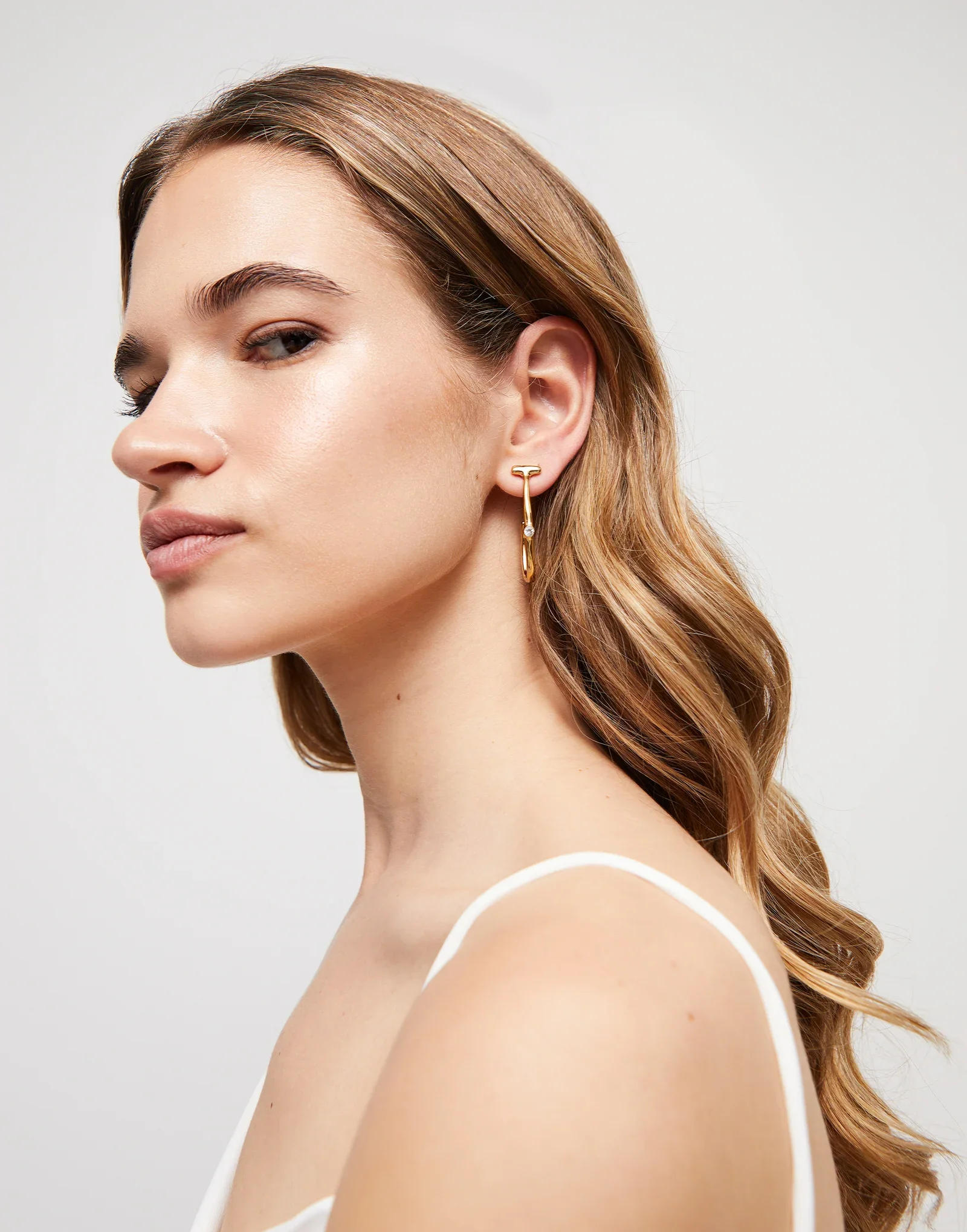 White Topaz Hoop Earring - Image 2